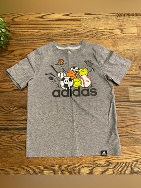 Adidas Kids Grey Sports Graphic T-Shirt Sz 5